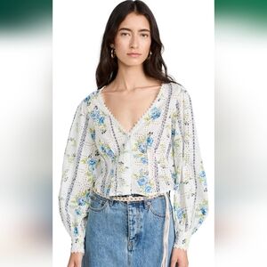 NWOT Free People Blossom Eyelet Top-sz S